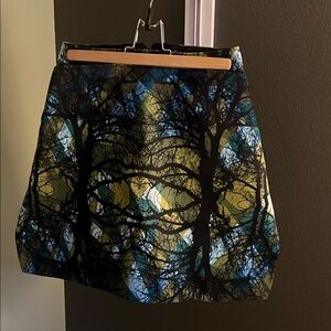 Vibrant Abstract Print Mini Skirt - Blue and Green